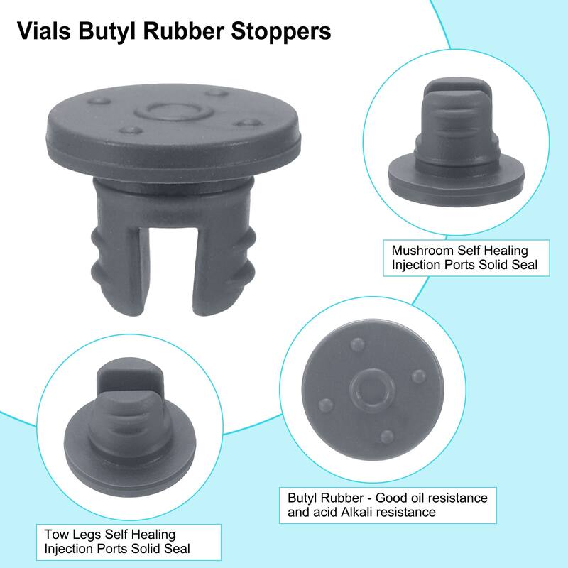 7.5mm/0.3" Vials Rubber Stoppers, Two Legs Butyl Rubber Stopper, Grey