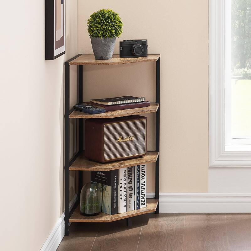 VECELO Modern Nightstands with 4-Tier Shelves Corner Side Table(Set of 2)