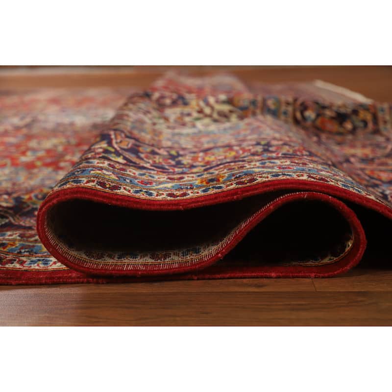 Hand Knotted Oriental 100% Wool Carpet Traditional Floral Red Kashan Area Rug - 13' 5'' X 9' 11''