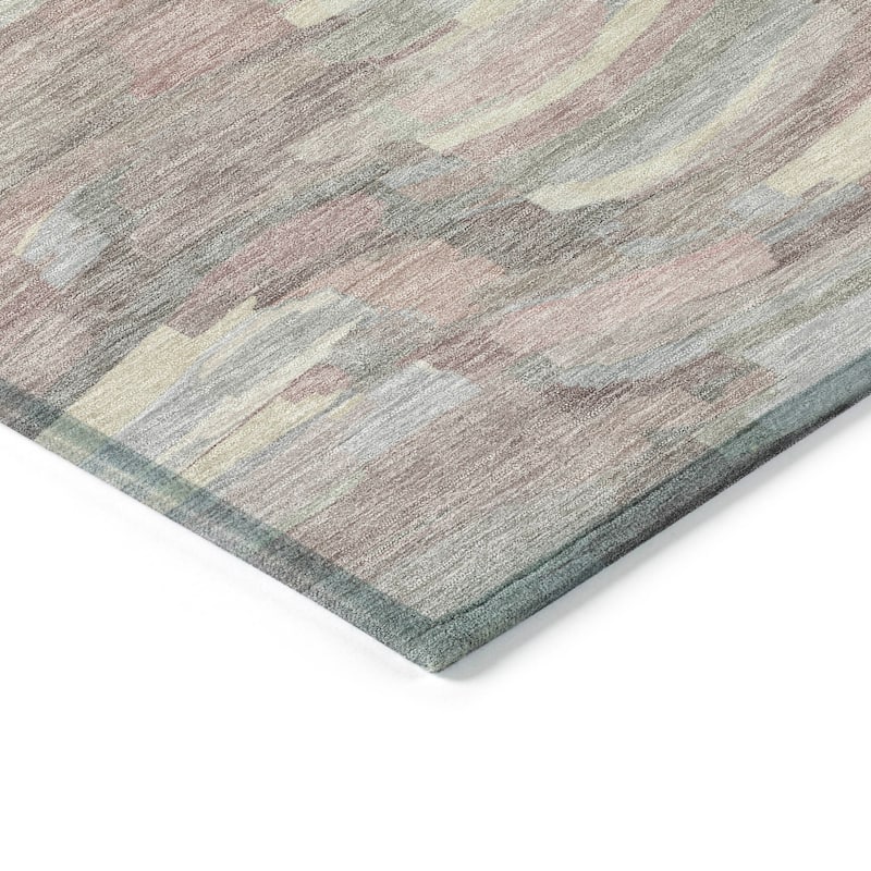 Machine Washable Indoor/ Outdoor Abstract Rock Chantille Rug