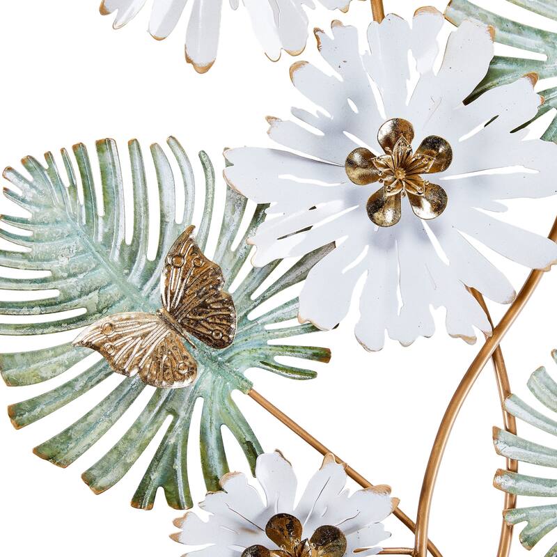 Daisy Bouquet Floral Wall Art Vertical 3D Metal Sculpture 36"x19"