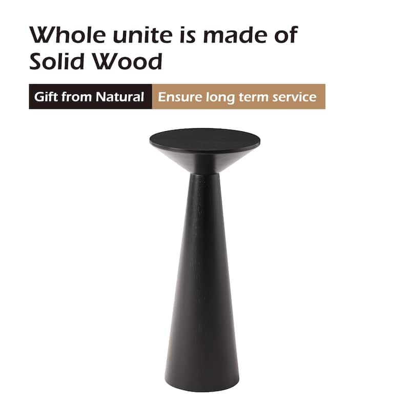 COZAYH Farmhouse Pedestal End Table, Round Martini Table Wood Plant Stand Rustic Small Drink Table for Living Room, Bedroom