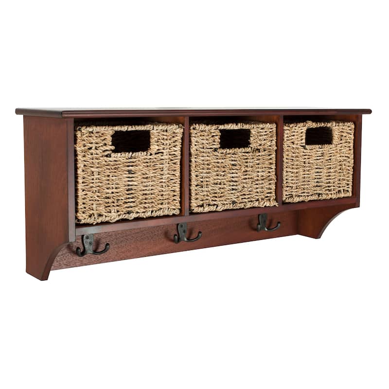 SAFAVIEH Jemina Black Hanging 3-Basket Wall Rack - 28" x 7.8" x 12" - 28Wx8Dx12H