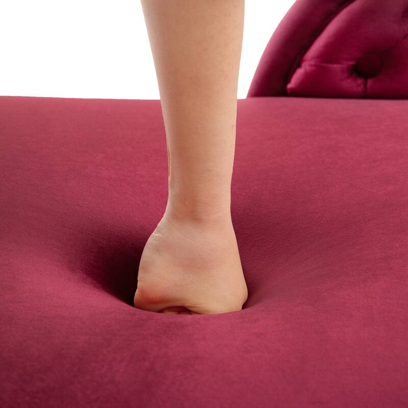 Christopher Knight Home - Bressi Modern Velvet Upholstered Chaise Lounge with Tufted Backrest, Nailhead Trim & Pillow