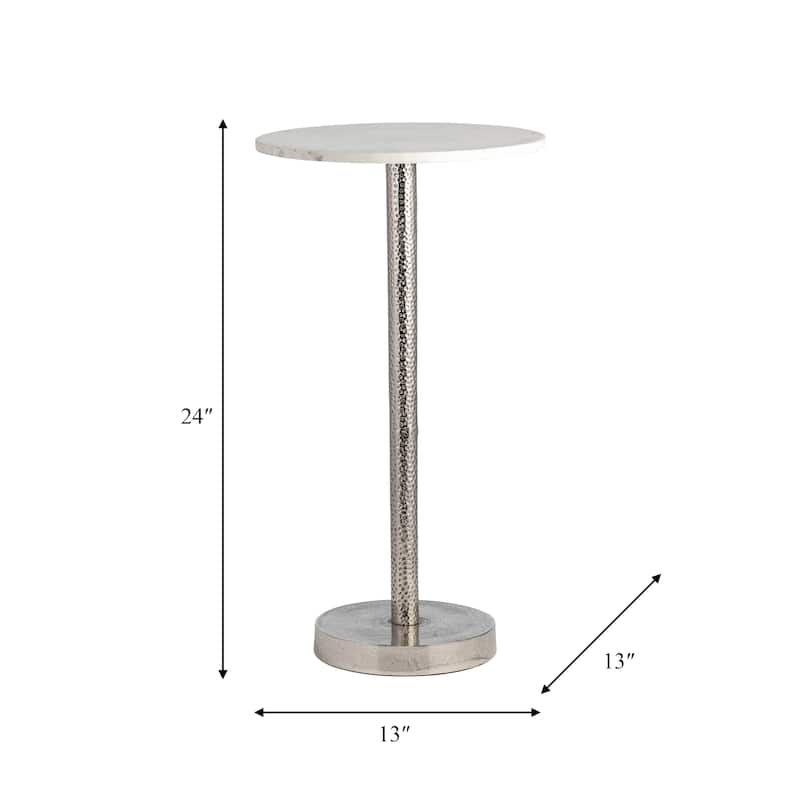 Metal Top Round End Table with Flat Base - Silver, 25"