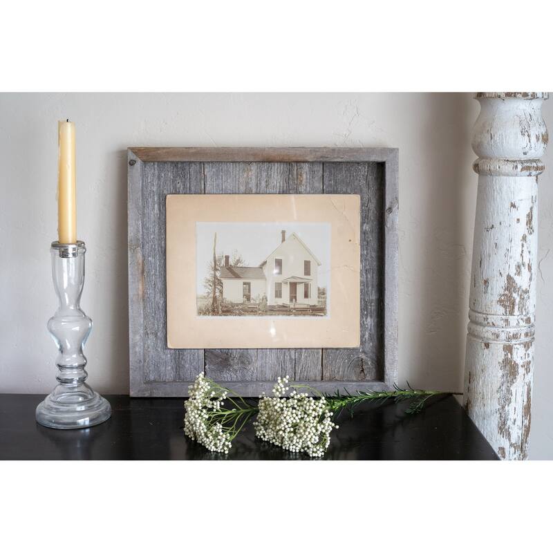 13"x14" Rustic Weathered Grey Picture Frame with Plexiglass Holder
