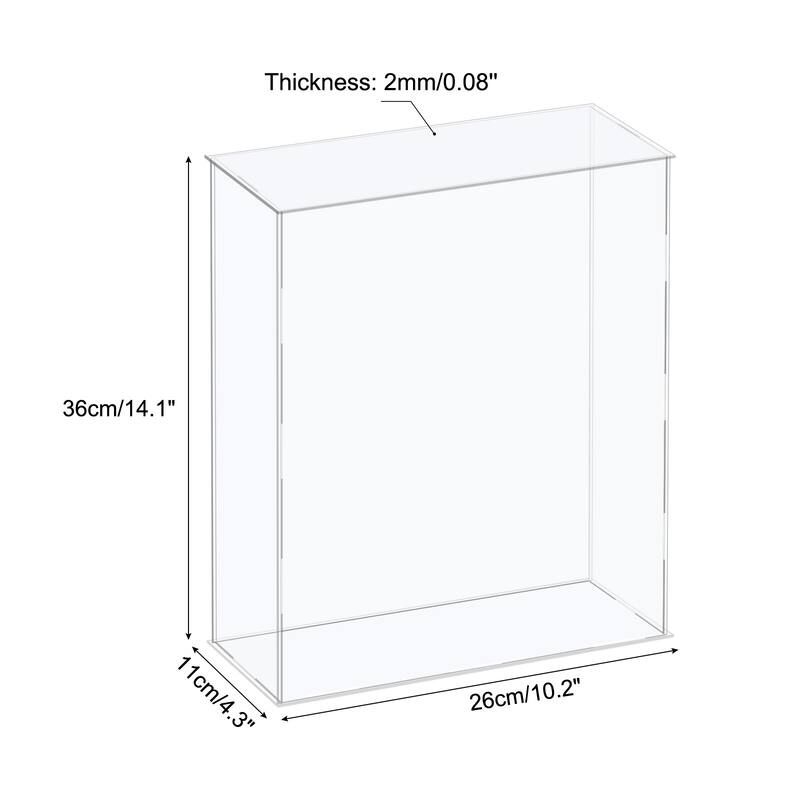 Acrylic Display Case Plastic Box Storage Box Clear Assemble Showcase - 10.2x4.3x14.1 Inch