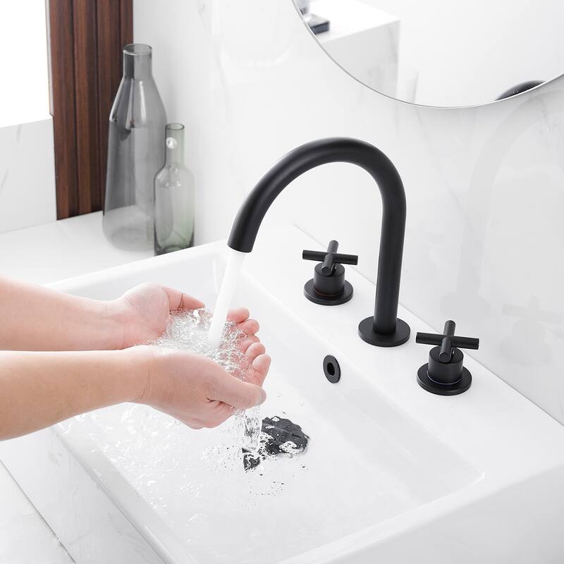 Widespread Bathroom Faucet 3-Hole Double Handle Vanity Tap with Pop-Up Drain