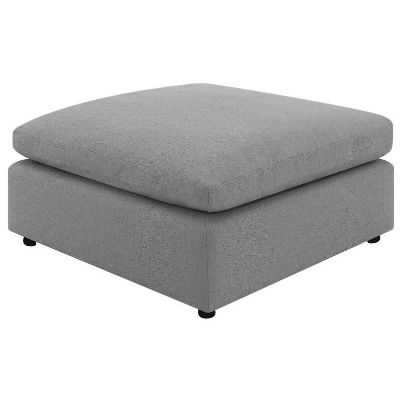 Allias Ottoman, Gray Boucle Fabric, Plush Foam Cushions, 44 Inch