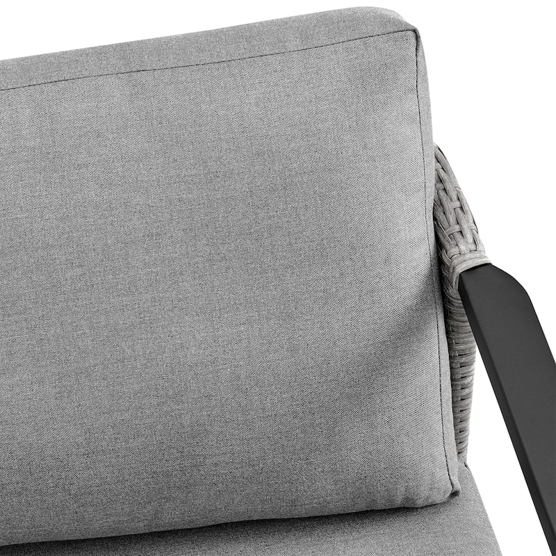 Palma Dark Gray Wicker and Black Aluminum 76" Outdoor Sofa with Cushions