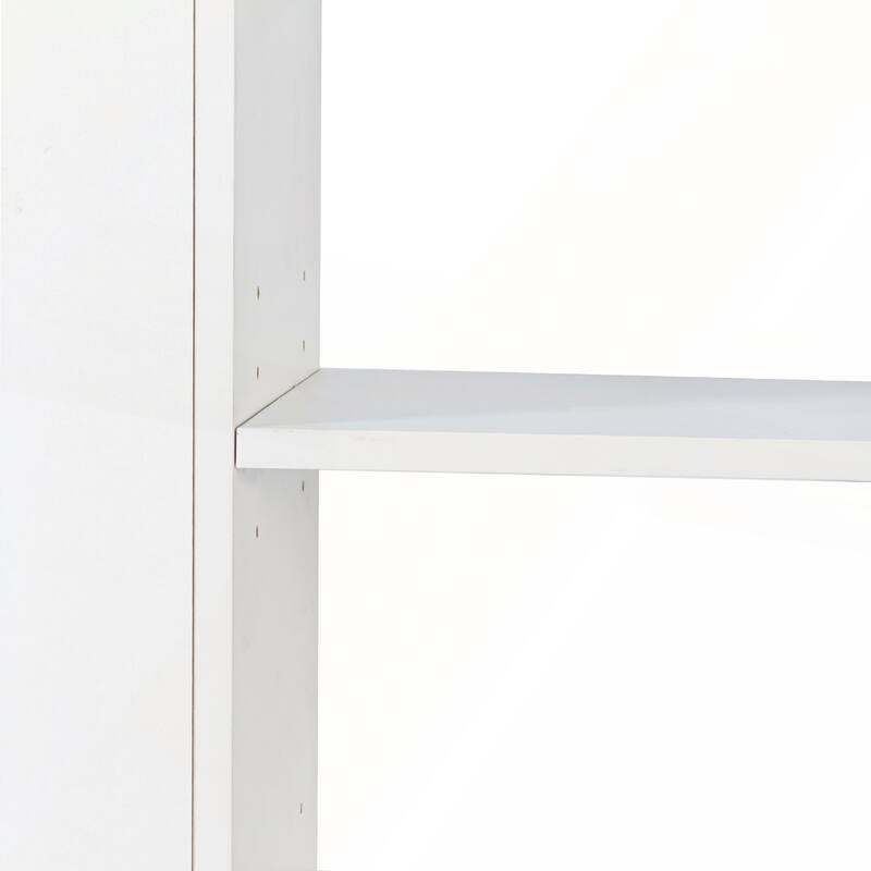 70.87 H Modern Wooden Tall Display Storage Cabinet with 4-Tier Shelves and 4 Small Display Shelves