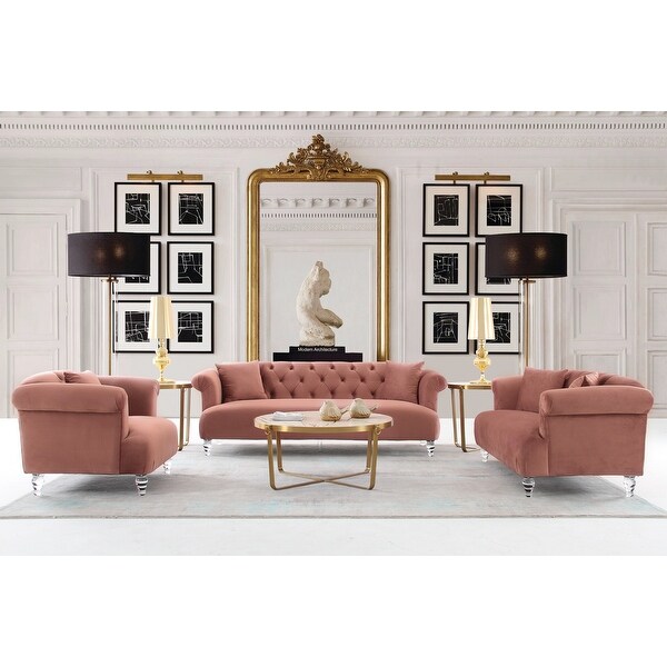 Armen Living Elegance Sofa in Velvet with Acrylic Legs. Opens flyout.