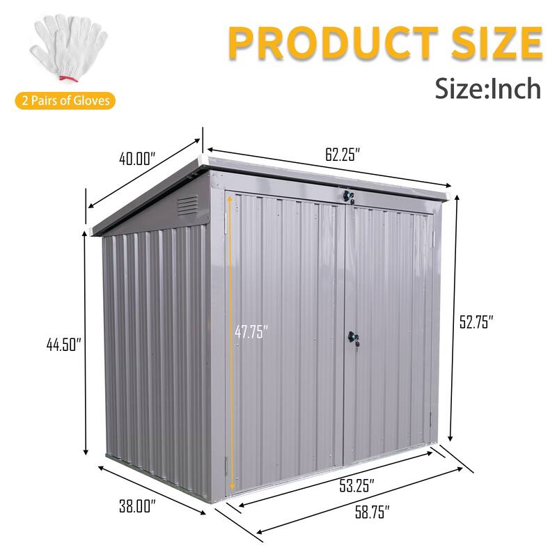 GDF Studio - Suncook Outdoor Metal Garbage Bin Shed with Galvanized Steel Storage Design