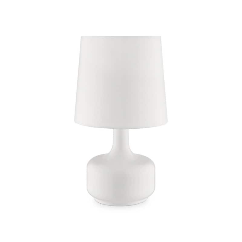 Metal Touch Table Lamp with White Linen Empire Shade - 10” x 10” x 17.25” (D x W x H)