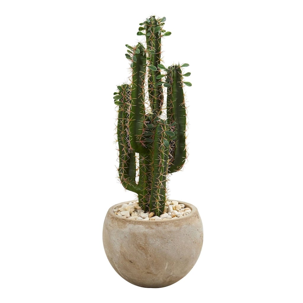Nearly Natural 2.5' Cactus Artificial Plant in Bowl Planter - h: 2.5 ft. w: 10 in. d: 10 in