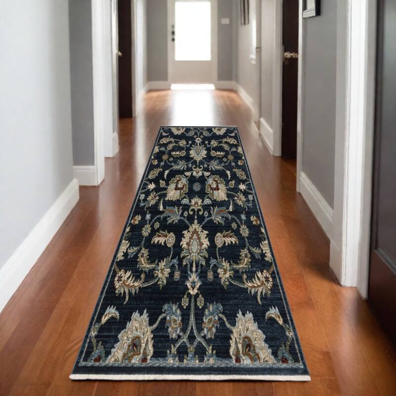 HomeRoots Oriental Traditional Runner Area Rug - 92.52 in. x 26.77 in.  x 0.32 in.