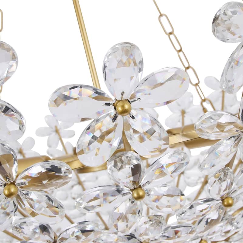 Glam Luxury Sculptural Faceted Crystal Flower Vine Chandelier 28.7in