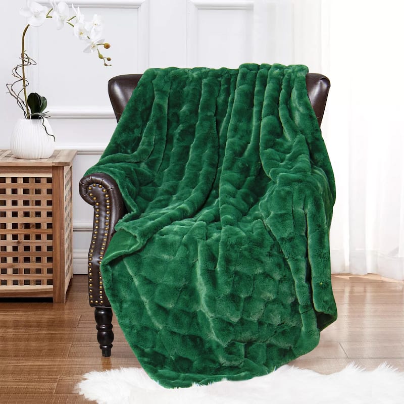 Christmas jacquard imitativerabbit fauxfur throw 50"x60"