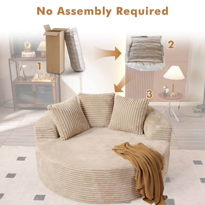 XIZZI Modern Round Plush Lounge Sofa with Cushions