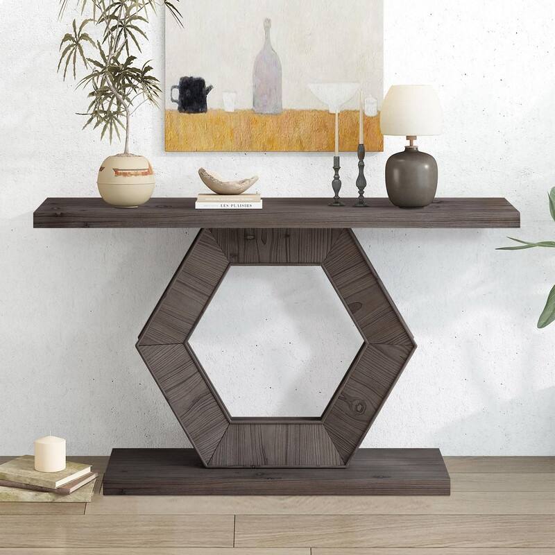 Modern 55.1" Entryway Console Table with Hexagon Leg