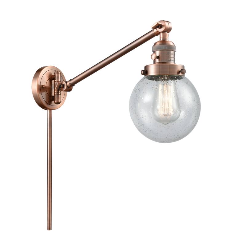 Innovations Lighting Beacon Single Light 6" Wide Wall Sconce / Pendant - Antique Copper / Seedy