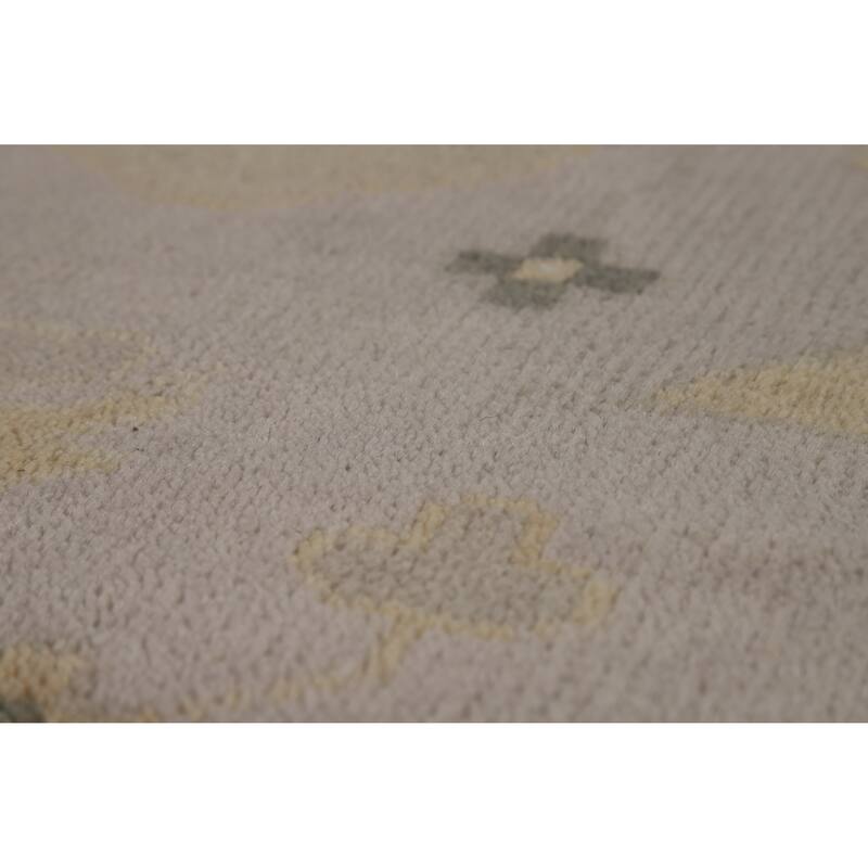Earth Tone Oushak Indian Area Rug Handmade Beige Wool Carpet - 8'11" x 11'10"