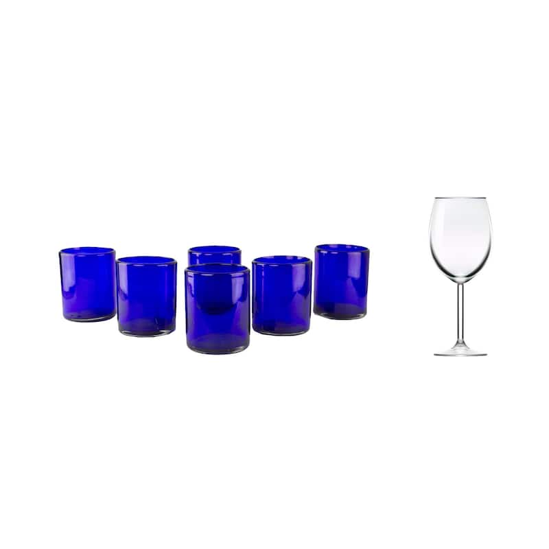 NOVICA Artisan Handblown Glass Tumblers Blue Mexican Drinkware Recycled Royal Tableware 'Pure Cobalt'(Set Of 6) - 3.9*3.1