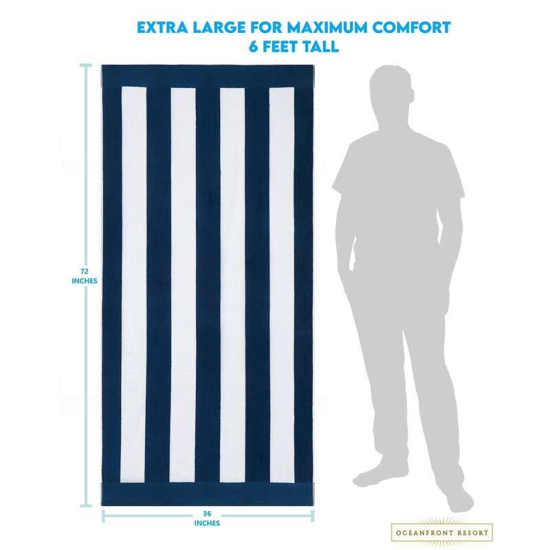 Oceanfront Resort Cabana Stripe 2 Pack Beach Towel - 36x72