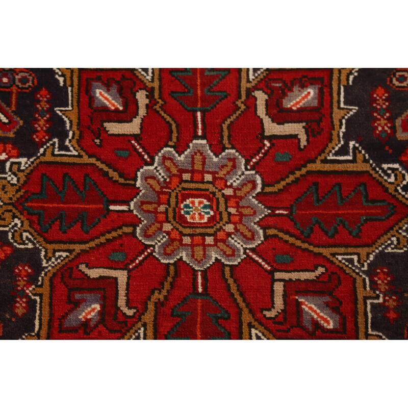 Hand Knotted Oriental 100% Wool Carpet Traditional Medallion Red Heriz Area Rug - 9' 2'' X 6' 8''