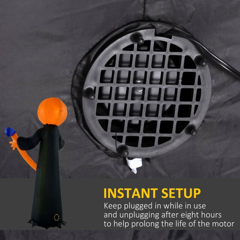 10ft Inflatable Halloween Pumpkin Head Ghost with Hammer Blow Up Outdoor LED Yard Display Waterproof