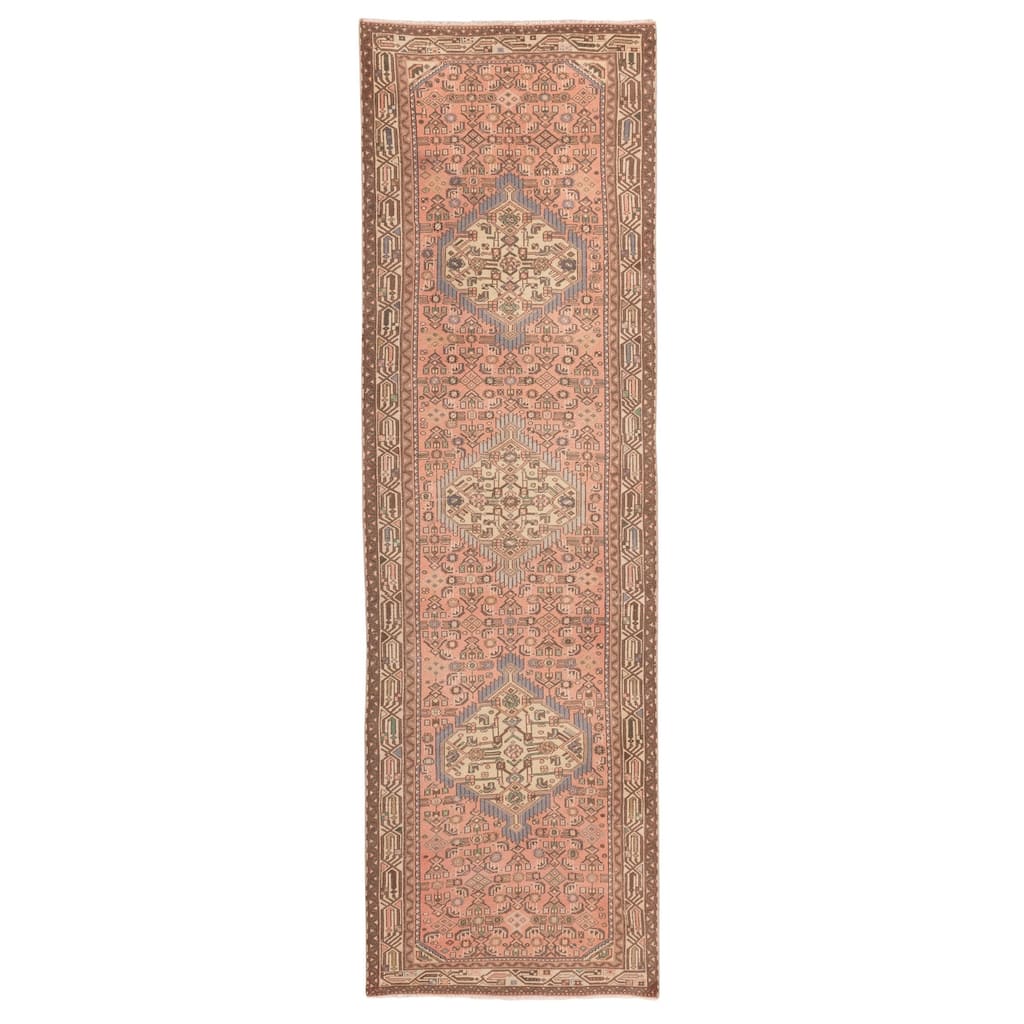 ECARPETGALLERY Hand-knotted Antalya Vintage Coral Wool Rug - 2'8 x 9'4
