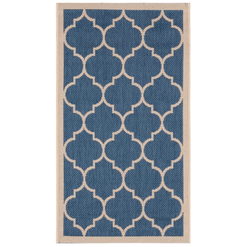SAFAVIEH Courtyard Sibel Indoor /Outdoor Waterproof Patio Backyard Rug - 2' x 3'7" - Blue/Beige