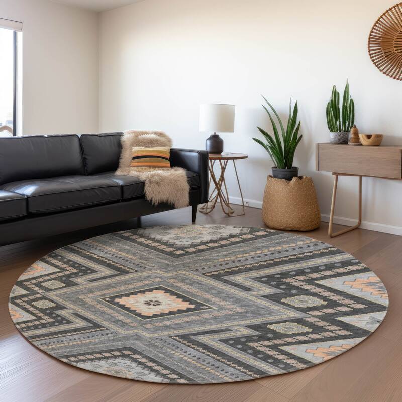Premium Washable Super Soft Boho Global Mayfield Rug - Gray - 8' x 8'