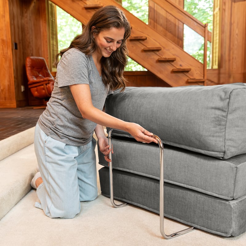 Jaxx Unsofa Modular Convertible Sectional Sofa with Fold Out King Sleeper Bed - Chair. - Performance Microvelvet Elephant Dark Grey