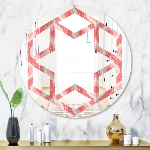 Designart 'Retro Drop Design I' Modern Round or Oval Wall Mirror - Hexagon Star