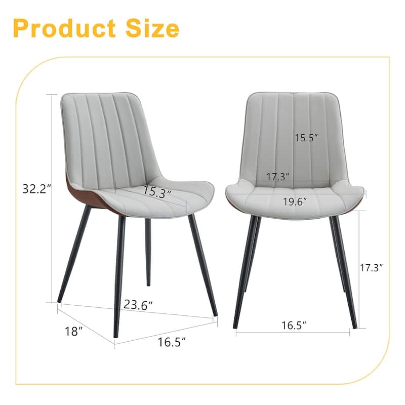 Roomfitters PU Dining Chairs with Extended Cushions and Metal Legs, Ergonomic Design Set of 4 for Modern Homes