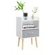 preview thumbnail 24 of 29, Wood Side Table with Collapsible Fabric Drawer and 2-Tier Storage for Kids and Adults