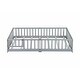 preview thumbnail 49 of 69, Queen Size Floor Bed with Fence, Door, Rubber Wood Frame & Safety Guardrails