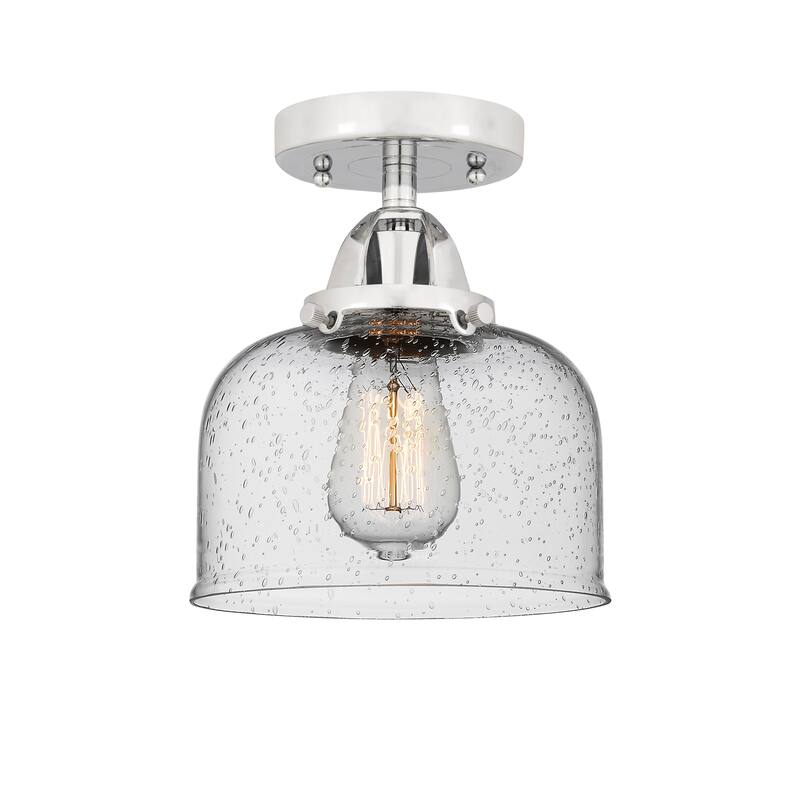 Innovations Lighting Nouveau 2 Bell - 1 Light 8" Semi-Flush Mount - Polished Chrome/Seedy