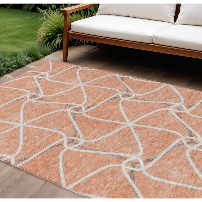 HomeRoots Geometric Contemporary Rectangle Outdoor Rug - 9' X 12'