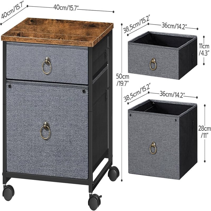 File Cabinet 2-Drawer Filing Cabinet - 15.7"D x 15.7"W x 19.6"H