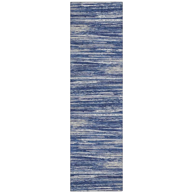 Machine Washable Indoor/ Outdoor Chantille Abstract Stripe Rug