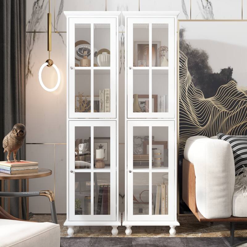 Cabinet Set with Tempered GlassStorage & TV Stand Combo Organization - SideCabinet+TVStand