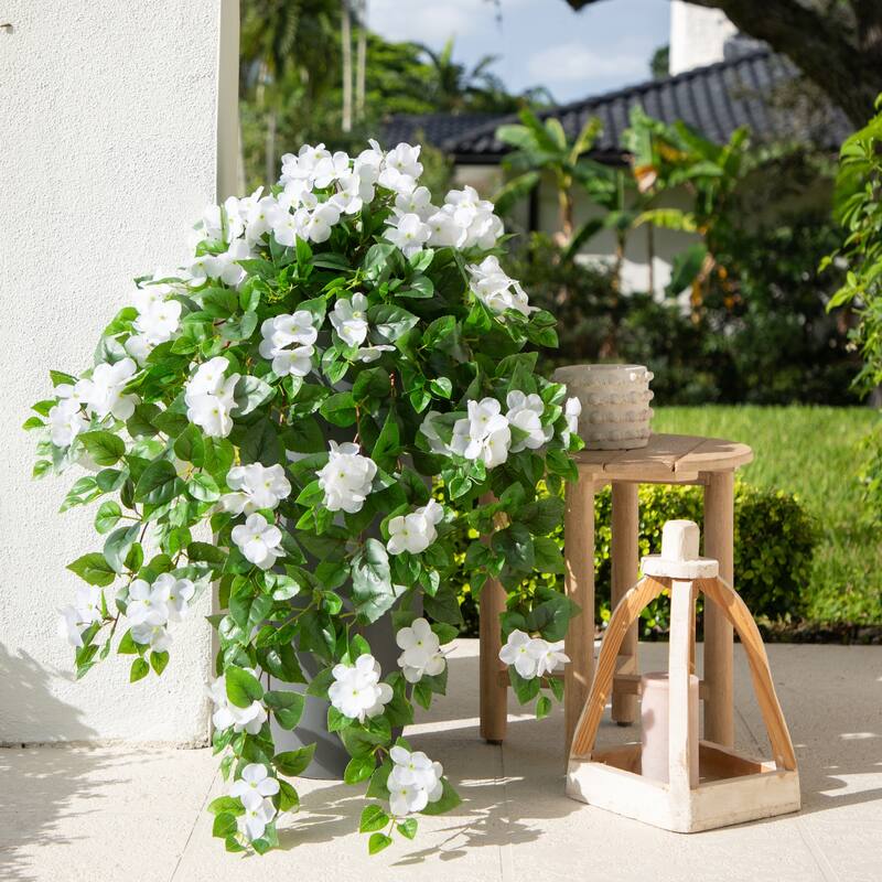 41-in UV Resistant Artificial Hydrangea Hanging Plant - Set of 2