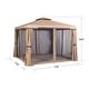 GardenKraft 10799 3m X 3m Outdoor Patio Gazebo/Strong Rust-Resistant Metal Frame/Water-Resistant Polyester Canopy/Sides Included/Mosquito Net Roof Lining/Beige Colour