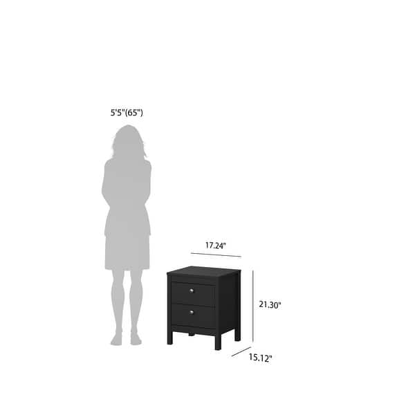 dimension image slide 5 of 8, Porch & Den Madrid 2-Drawer Nightstand
