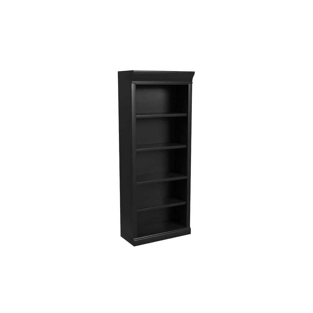 Traditional Wood Open Bookcase, Office Storage, Fully Assembled, Black