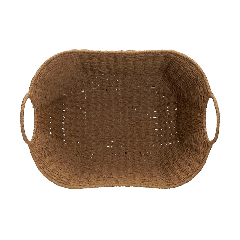 Household Essentials Woven Paper Rope Storage Basket with Handles - 14.2"L x 16.1"W x 17.3"H