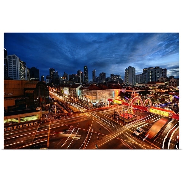 "Impressive water dragon on street of Singapore's Chinatown." Poster Print