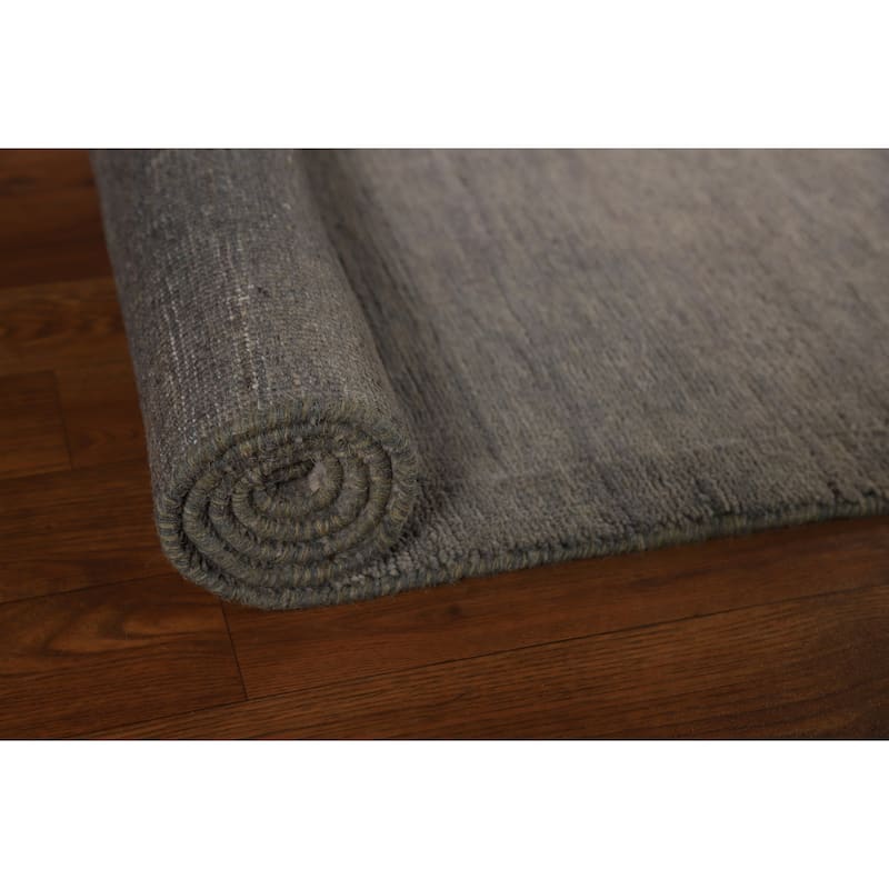 Gray Gabbeh Modern Runner Rug Handmade Wool Carpet - 3'0"x 9'10"